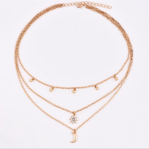 2/$10 NEW! Moon and Star Multilayer Necklace Boho Cute Celestial - Picture 2 of 4